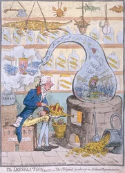 Die Auflösung oder der Alchemist, der eine ätherische Darstellung produziert, veröffentlicht von Hannah Humphrey in 1796